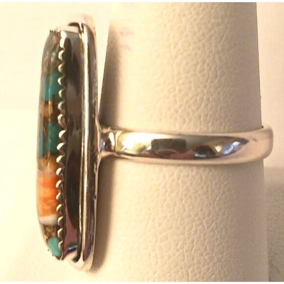 Spiny Oyster Turquoise ring s8.5 (1567) - Picture 2 of 3